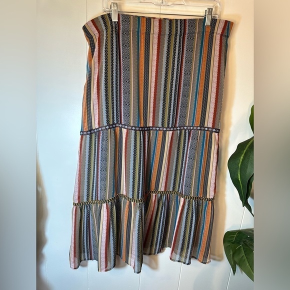 Multicolored Boho Striped Prairie Flowy Skirt Women’s Size Small - Picture 3 of 11